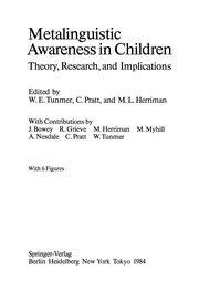 Front cover of Metalinguistic Awareness in Children by William E. Tunmer