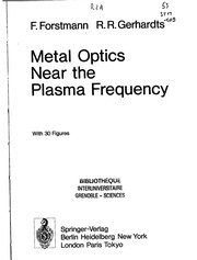 Front cover of Metal optics near the plasma frequency by F. Forstmann