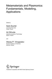 Front cover of Metamaterials and plasmonics by Saïd Zouhdi