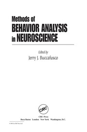 Front cover of Methods of behavior analysis in neuroscience by Jerry J. Buccafusco