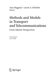 Front cover of Methods and models in transport and telecommunications by Aura Reggiani