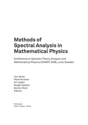Front cover of Methods of spectral analysis in mathematical physics by Conference on Operator Theory, Analysis and Mathematical Physics (2006 Lund University)