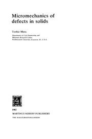 Front cover of Micromechanics of defects in solids by Toshio Mura
