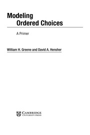Cover of Modeling ordered choices by Greene, William H.