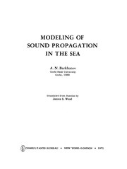 Front cover of Modeling of Sound Propagation in the Sea by A. N. Barkhatov
