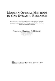 Cover of Modern Optical Methods in Gas Dynamic Research by Darshan S. Dosanjh