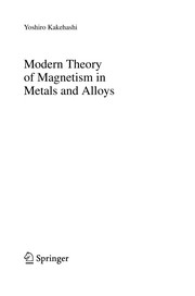 Front cover of Modern Theory of Magnetism in Metals and Alloys by Yoshiro Kakehashi