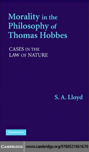 Front cover of Morality in the philosophy of Thomas Hobbes by S. A. Lloyd