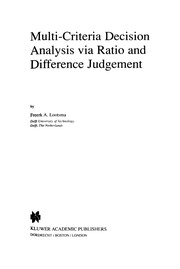 Front cover of Multi-criteria decision analysis via ratio and difference judgement by Freerk A. Lootsma