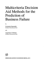Cover of Multicriteria Decision Aid Methods for the Prediction of Business Failure by Constantin Zopounidis