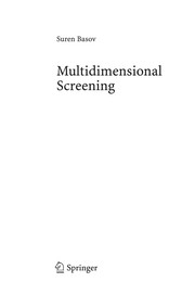 Cover of Multidimensional screening by Suren Basov