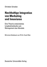Front cover of Nachhaltige Intergation von Marketing und Innovieren by Christian Schaller