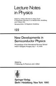 Cover of New Developments in Semiconductor Physics by International Summer School on New Developments in Semiconductor Physics (1979 Szeged)