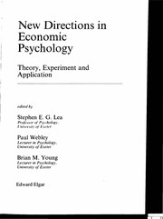 Front cover of New directions in economic psychology by S. E. G. Lea