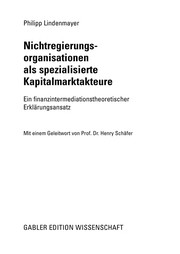 Front cover of Nichtregierungsorganisationen als spezialisierte Kapitalmarktakteure by Philipp Lindenmayer