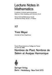 Front cover of Nombres de Pisot, nombres de Salem, et analyse harmonique by Yves Meyer