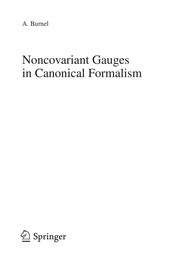 Front cover of Noncovariant Gauges in Canonical Formalism by André Burnel