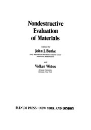 Front cover of Nondestructive Evaluation of Materials by John J. Burke
