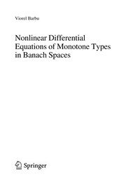 Front cover of Nonlinear differential equations of monotone types in Banach spaces by Viorel Barbu