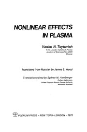 Cover of Nonlinear Effects in Plasma by Vadim N. Tsytovich