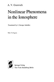 Front cover of Nonlinear Phenomena in the Ionosphere by Gurevich, A. V.