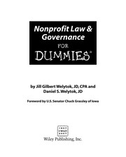 Cover of Nonprofit law & governance for dummies by Jill Gilbert Welytok