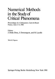Front cover of Numerical Methods in the Study of Critical Phenomena by Jean Dora