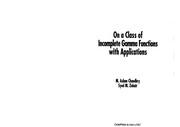 Front cover of On a class of incomplete gamma functions with applications by M. Aslam Chaudhry