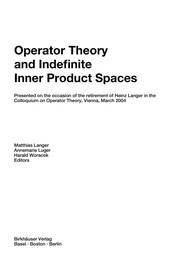 Front cover of Operator theory and indefinite inner product spaces by H. Langer