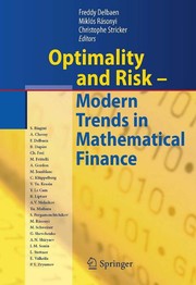 Cover of Optimality and Risk - Modern Trends in Mathematical Finance by Freddy Delbaen