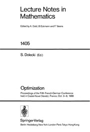 Front cover of Optimization by French-German Conference on Optimization (5th 1988 Varetz, France)