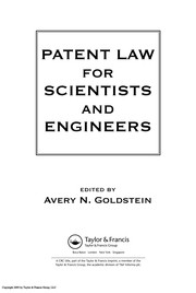 Front cover of Patent law for scientists and engineers by Avery N. Goldstein