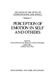 Front cover of Perception of Emotion in Self and Others by Patricia Pliner