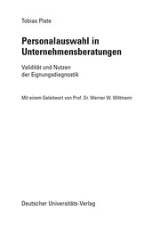 Front cover of Personalauswahl in Unternehmensberatungen by Tobias Plate