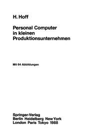 Front cover of Personal Computer in kleinen Produktionsunternehmen by Harald Hoff