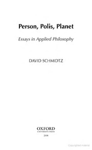 Cover of Person, polis, planet by David Schmidtz