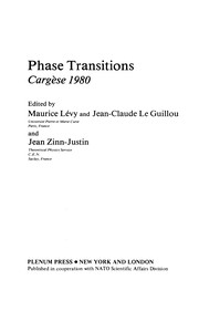 Front cover of Phase Transitions Cargèse 1980 by Maurice Lévy