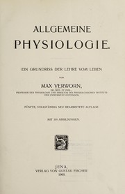 Front cover of Allgemeine Physiologie by Verworn, Max