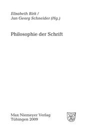 Front cover of Philosophie der Schrift by Elisabeth Birk
