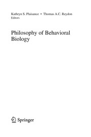 Front cover of Philosophy of behavioral biology by Kathryn S. Plaisance