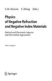 Front cover of Physics of negative refraction and negative index materials by Yong Zhang