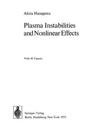 Front cover of Plasma Instabilities and Nonlinear Effects by Akira Hasegawa