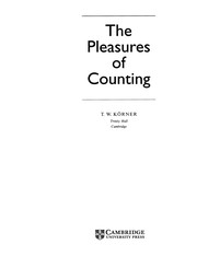 Front cover of The pleasures of counting by Thomas William Korner