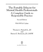 Front cover of The portable ethicist for mental health professionals by Thomas L. Hartsell