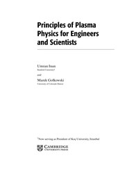 Front cover of Principles of plasma physics for engineers and scientists by Umran S. Inan