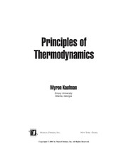 Front cover of Principles of thermodynamics by Myron Kaufman