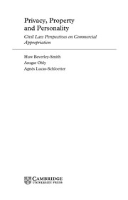Front cover of Privacy, property and personality by Huw Beverley-Smith
