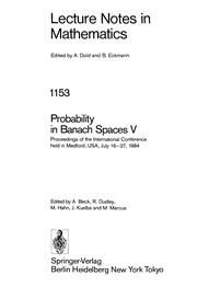 Cover of Probability in Banach spaces V by Anatole Beck