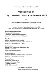 Front cover of Proceedings of the Dynamic Flow Conference 1978 on Dynamic Measurements in Unsteady Flows by Bengt Wulff Hansen