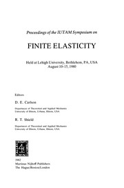 Front cover of Proceedings of the IUTAM Symposium on Finite Elasticity by D. E. Carlson
